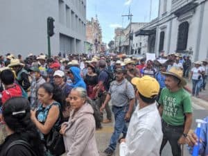 Nearly 1500 people walk through the streets of Guatemala City to denounce the illegal and discriminatory consultation process.