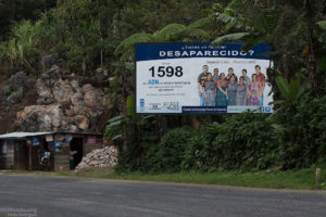 A FAFG billboard offers the chance to find family members disappeared during the conflict. Photo Credit: James Rodriguez, MiMundo.org