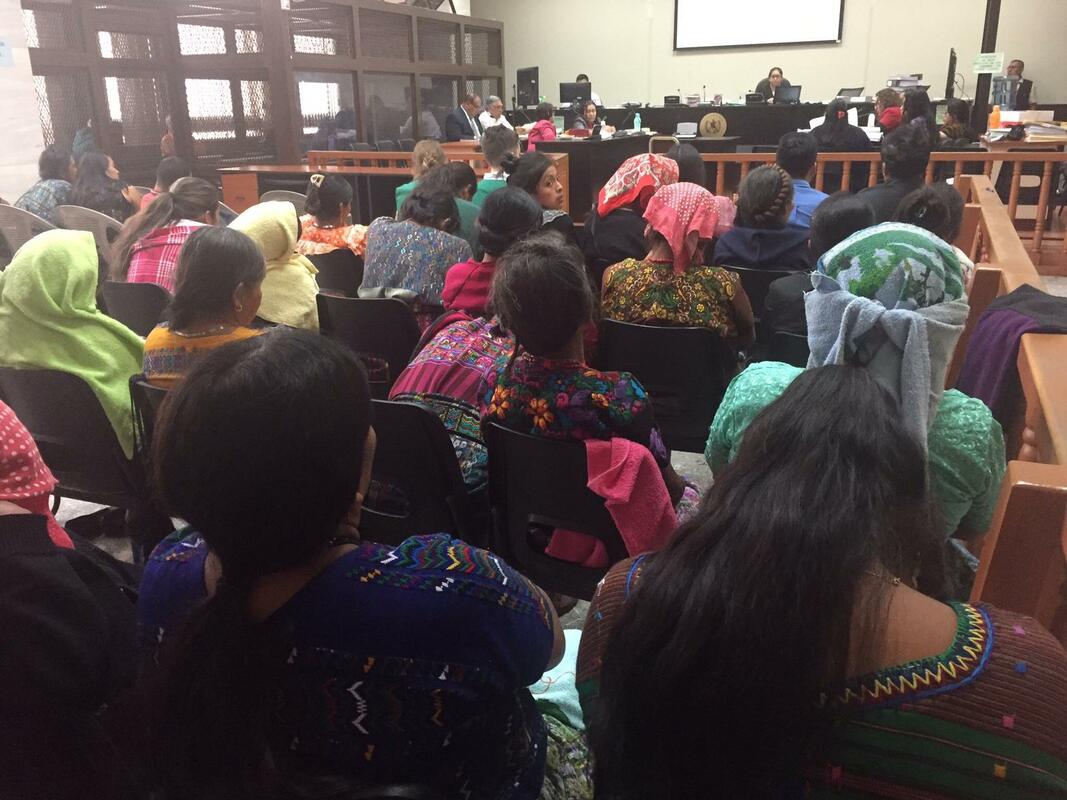 Maya Achi sexual violence survivors present in a trial date during the intermediate phase of their case. Photo Credit: Verdad Justicia