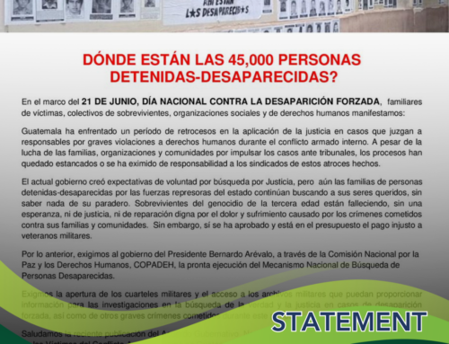 Statement from Coordinación Genocidio Nunca Más: Justice for the 45,000 Forcibly Disappeared
