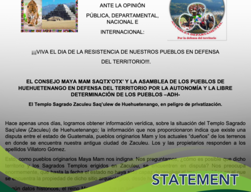 Statement from ADH: The Sacred Temple of Zaculeu Is in Danger of Being Privatized
