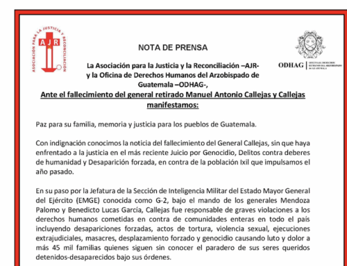 AJR and ODHAG’s Statement: Justice and Memory in the Face of a Genocide Perpetrator’s Impunity / Comunicado de AJR y ODHAG: Justicia y memoria ante la impunidad de un genocida