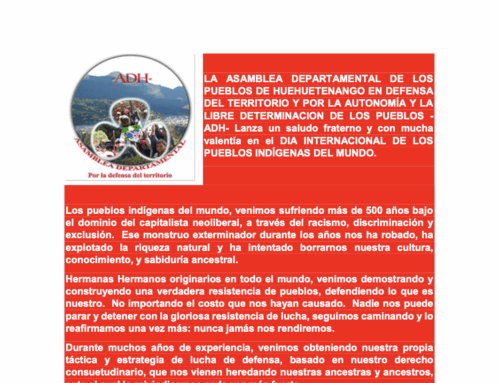 ADH Statement: In Defense of Indigenous Peoples on Their International Day / Comunicado de la ADH: En Defensa de los Pueblos Indígenas en su Día Internacional
