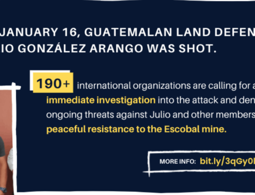 195 international organizations denounce latest attacks against members of the Peaceful Resistance to Escobal mine