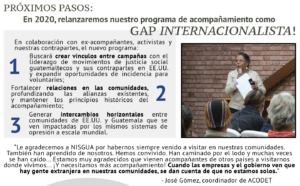 Un gráfico digital que explica el plan para GAP Internacionalista.