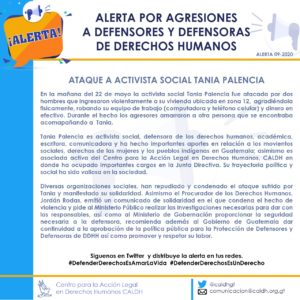 Flyer of the CALDH alert against human rights defenders