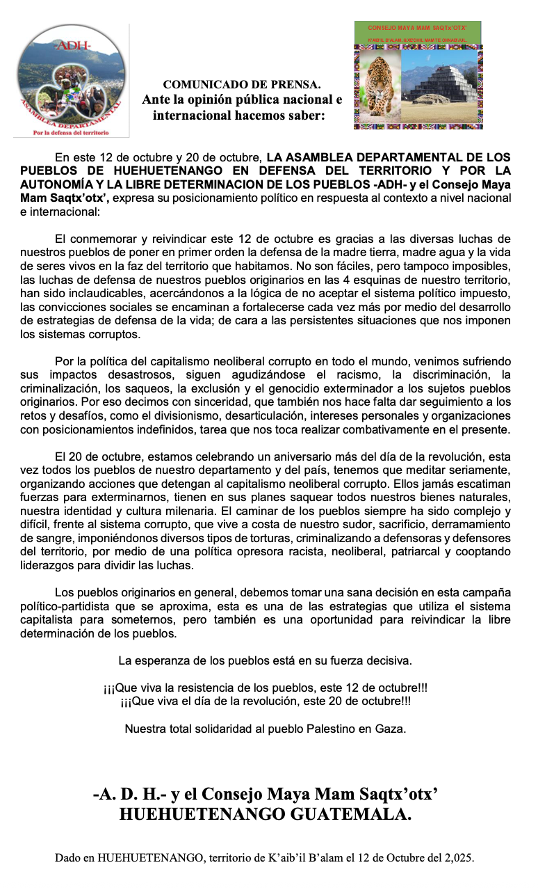 Statement written in spanish