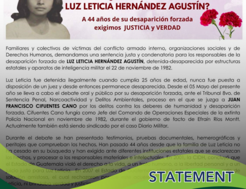 Statement on the Luz Leticia Case: 44 years. Truth and justice, no more impunity.
