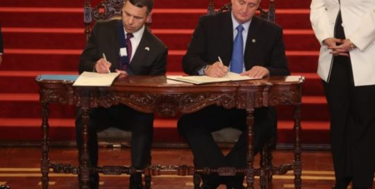 DHS Interim Secretary McAleenan, Guatemalan Interior Minister Degenhart Sign Memorandum of Cooperation to Militarize Guatemalan border with Mexico, Photo Credit: Prensa Libre