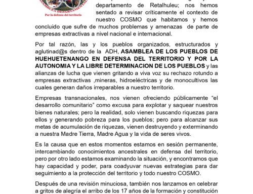 Aniversario 17 de la Asamblea Departamental de los Pueblos de Huehuetenango – ADH
