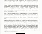 Black and white statement from La Coordinadora Genocidio Nunca Más