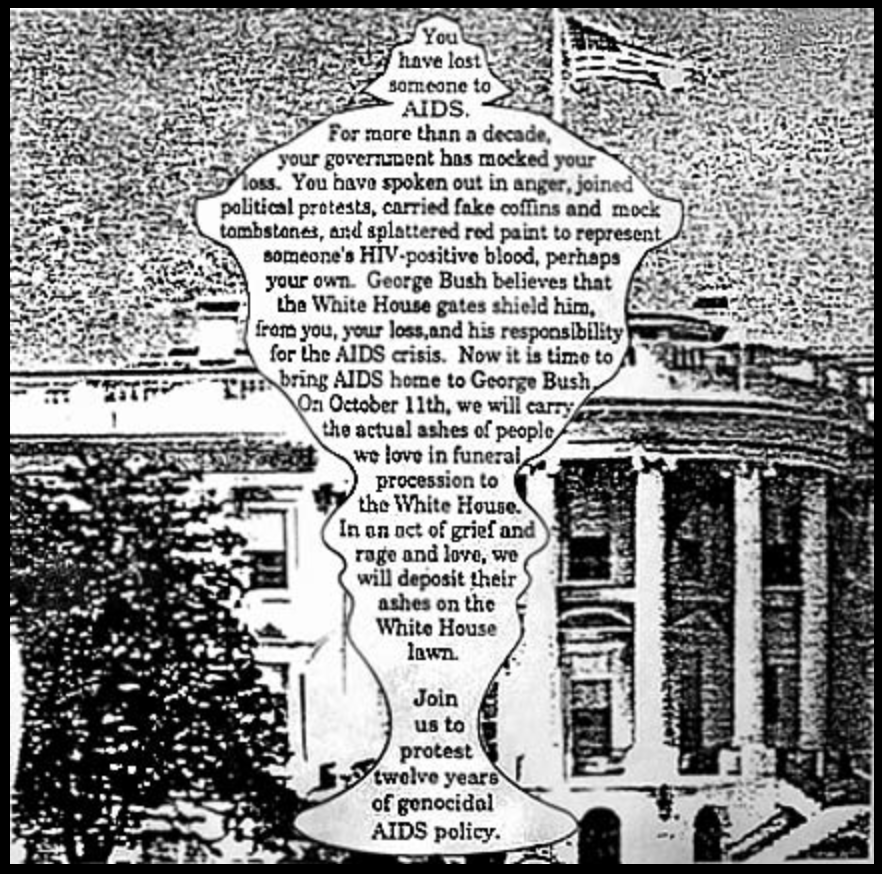 [ESP] Una imagen en blanco y negro, de fondo una parte de la casa blanca de Estados Unidos en Washington D.C. Y sobre ella la silueta de una urna funeraria con letras adentro ilegibles. [ENG] A black and white imagen. At the background a part of the U.S white house in Washington D.C. Over this the shape of a funeral urn with ilegible letters inside.