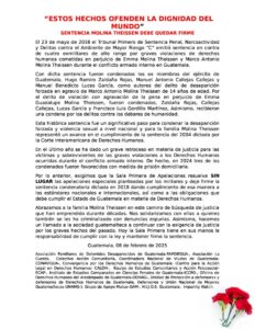 White page with red letters in the title and black letters for the rest of their statement. Below at the rigth, there is a red carnation. //// En una hoja en blanco se lee en rojo el titulo de un comunicado y en negro el resto del texto,