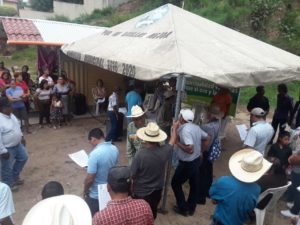 The press conference was held at the Resistance's peaceful encampment in Casillas.