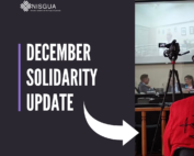 Graphic that reads "December Solidarity Update" with an arrow