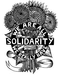 A bunch of 4 sunflowers are wrap together with the words we are all solidarity, we really have