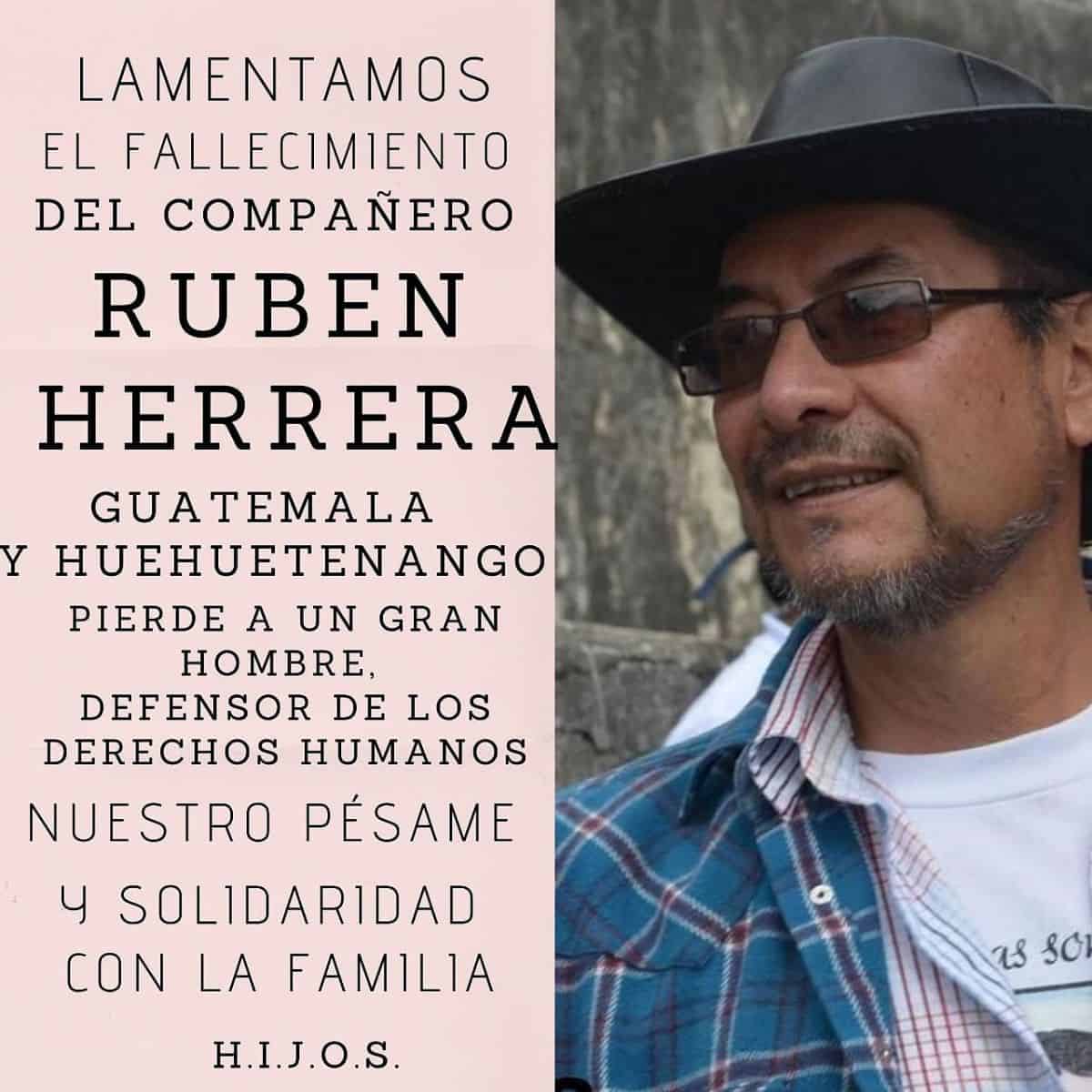 Flyer in memoriam of Ruben Herrera, shows Ruben in one side with hats and glasses