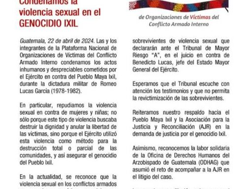 Statement: Condemn sexual violence in the Ixil Genocide